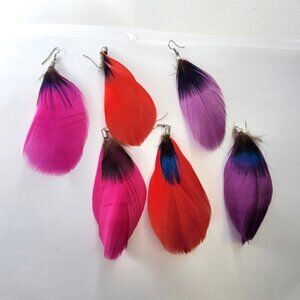 Feather Earrings - 3 Pairs of Feather Earrings
